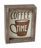 Coffe Time Rustic Barn Wood Small Coffee Box Sign Decor for Kitchen- Rustic Wooden Coffee Sign for Coffee Bar Farmhouse Kitchen Decor Wood Home Decor 5.8"x4.8"