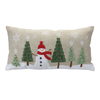 Embroidered Snowman Forest Pillow 