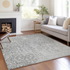 8' X 10' Silver And Gray Medallion Washable Indoor Outdoor Area Rug