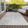 8' X 10' Silver And Gray Medallion Washable Indoor Outdoor Area Rug