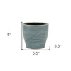 6" Blue Striped Ceramic Indoor Outdoor Round Pot Planter