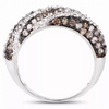 1.25 Carat Genuine Champagne Diamond & White Diamond .925 Sterling Silver Ring