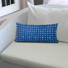 22" X 26" Blue And White Enveloped Gingham Lumbar Indoor Outdoor Pillow Cover