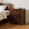 Walnut Wood Three Drawer Nightstand
