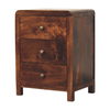 Walnut Wood Three Drawer Nightstand