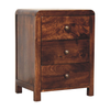Walnut Wood Three Drawer Nightstand