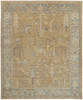 2' X 3' Gold Blue And Gray Wool Floral Hand Knotted Stain Resistant Area Rug With Fringe