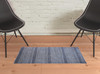 2' X 3' Blue And Gray Wool Striped Hand Knotted Area Rug