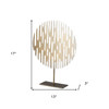 17" Antiqued Gold Round Disc Metal Tabletop Sculpture