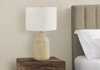 24" Beige Concrete Urn Table Lamp With Ivory Drum Shade