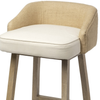 Wood Fabric Jute Low Back Counter Height Bar Chair