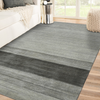 2' X 3' Gray And Light Green Wool Striped Hand Woven Area Rug