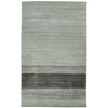 2' X 3' Gray And Light Green Wool Striped Hand Woven Area Rug