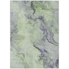 3' X 5' Artichoke Green And Lavender Abstract Washable Indoor Outdoor Area Rug