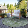 8' Artichoke Green Green And Ivory Round Abstract Washable Indoor Outdoor Area Rug