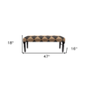 47" Tan And Black Black Leg Checkered Upholstered Bench