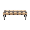 47" Tan And Black Black Leg Checkered Upholstered Bench
