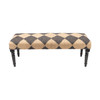 47" Tan And Black Black Leg Checkered Upholstered Bench