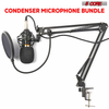 Recording Microphone Podcast Bundle Professional Condenser Cardioid Mic Kit w Boom Arm