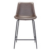 26" Brown and Black Steel Low Back Counter Height Bar Chair