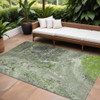9' X 12' Artichoke Green Green And Ivory Abstract Washable Indoor Outdoor Area Rug