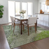 9' X 12' Artichoke Green Green And Ivory Abstract Washable Indoor Outdoor Area Rug