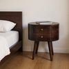 Walnut Wood Oval Two Drawer Nightstand