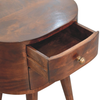 Walnut Wood Oval Two Drawer Nightstand
