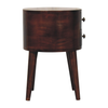 Walnut Wood Oval Two Drawer Nightstand