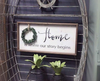 Home is Where Our Story Begins Rustic Wood Signs with Wreath|Farmhouse Wooden Plaque Wall Hanging Signs for Housewarming