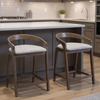 Espresso Fabric Wood Low Back Counter Height Bar Chairs