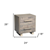 Wood Carved Geometric Two Drawer Nightstand