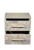 Wood Carved Geometric Two Drawer Nightstand