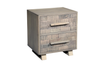 Wood Carved Geometric Two Drawer Nightstand