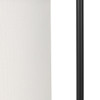 19" Black Metal Round USB Table Lamp With Ivory Drum Shade
