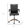 Black and Bronze Adjustable Height Faux Leather Swivel Rolling Office Chair