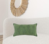 14" X 26" Green Tone on Tone Botanical Throw Pillow With Embroidery