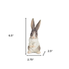 Set Of Six 7" Gray and White Polyresin Rabbit Figurine