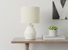 17" Cream Ceramic Geometric Table Lamp With Cream Drum Shade