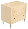 Wood Distressed Carved Geometric Two Drawer Nightstand