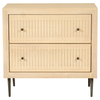 Wood Distressed Carved Geometric Two Drawer Nightstand