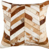 18" Brown And White Cowhide Throw Pillow