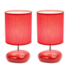 Creekwood Home Traditional Mini Round Rock Table Lamp 2 Pack Set for Nursery, Study, Bookshelf, Office, Nightstand, Living Room