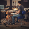 Drum Throne 4" Cushion Padded Stool w Backrest Airlift Height Adjustable Chair w 441Lb Capcity
