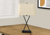 25" Black Metal Geometric USB Table Lamp With Beige Shade