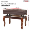 Piano Bench 3" Padded Cushioned Stool Wooden Heavy Duty Adjustable Musician Chair w Storage
