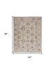 2' X 3' Ivory Tan And Blue Floral Hand Knotted Stain Resistant Area Rug