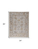 2' X 3' Ivory and Tan Medallion Handmade Distressed Indoor Outdoor Area Rug