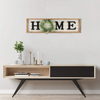 Wooden Framed Home Plaque with Green Wreath for The O|Housewarming Home Decor-Large Farmhouse Home Signs Plaque Wall Hanging Decor for Mantle Living Room. 31.5x1.25x8.75"