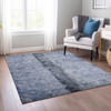 3' X 5' Denim Blue Blue And Navy Blue Abstract Washable Indoor Outdoor Area Rug